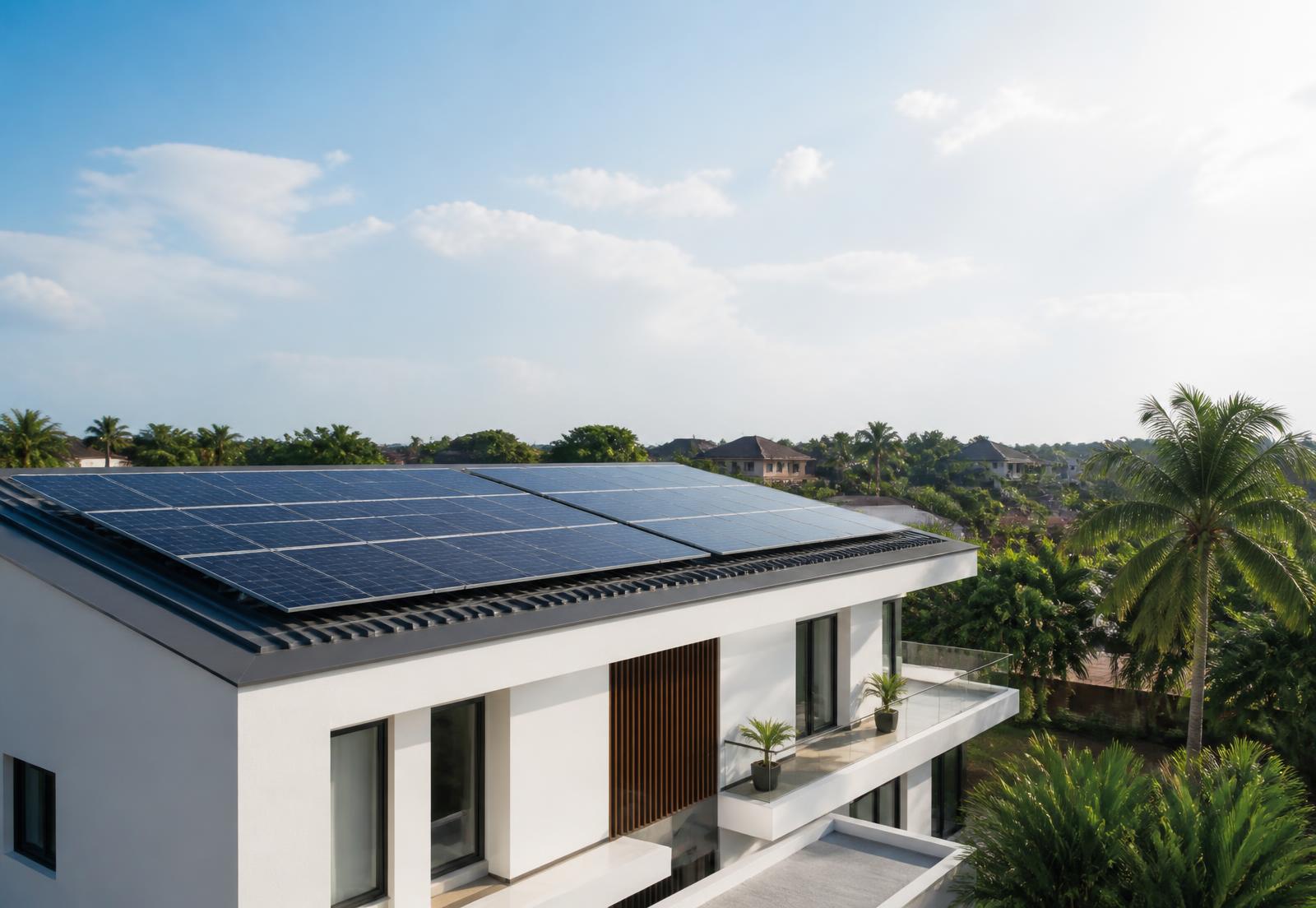 Solar array installed on a modern Nigerian residence